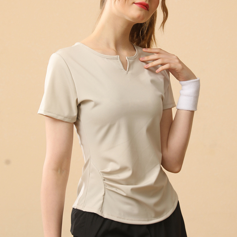 2026 New Style V Neck Short-Sleeved T-Shirt for Women in Summer, Slim-Fitting, Slimming Look, Sports Yoga Wear, Fitness Quick-Drying Top