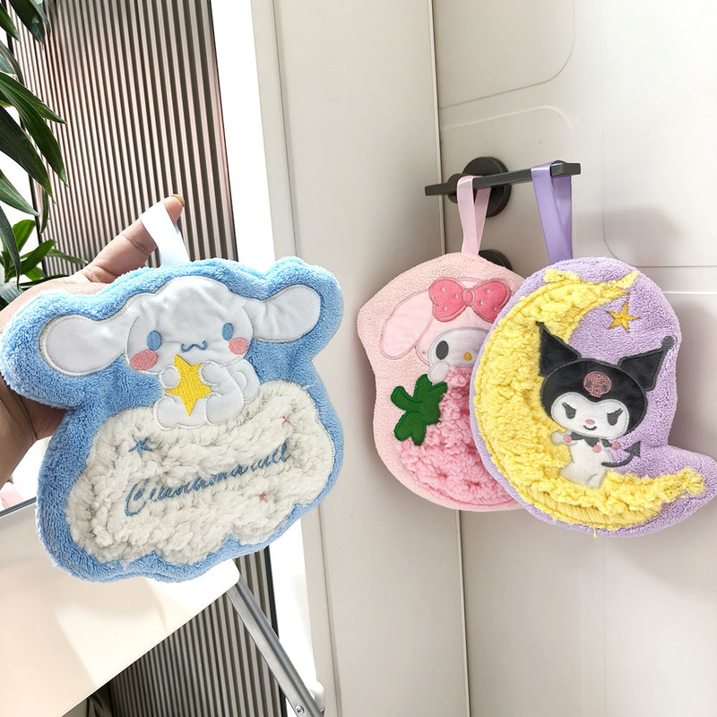 Cute Cartoon Little Devil Embroidered Towel, Can Be Hung, Household Kitchen Hand Towel, Absorbent Coral Fleece, Children's Gift Cute Cartoon Little Devil Embroidered Towel, Can Be Hung, Household Kitchen Hand Towel, Absorbent Coral Fleece, Children's Gift
