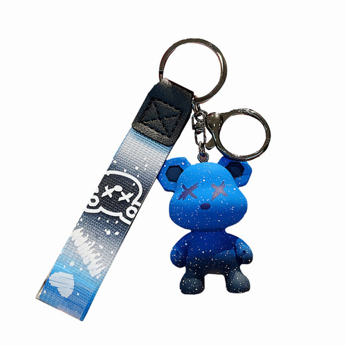 Cartoon Gradient Color Small Bear Skin Keychain Resin Internet Famous Violent Bear Summer Trend Brand Figure Bag Hangar