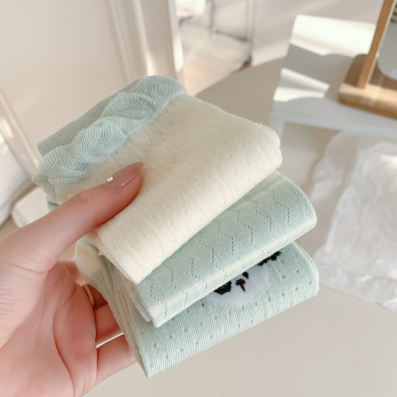 2025 primavera y verano nuevos productos japoneses verdes delgados calcetines de algodón transpirables anti-deslizante sudor calcetines de mujer frescas pila calcetines