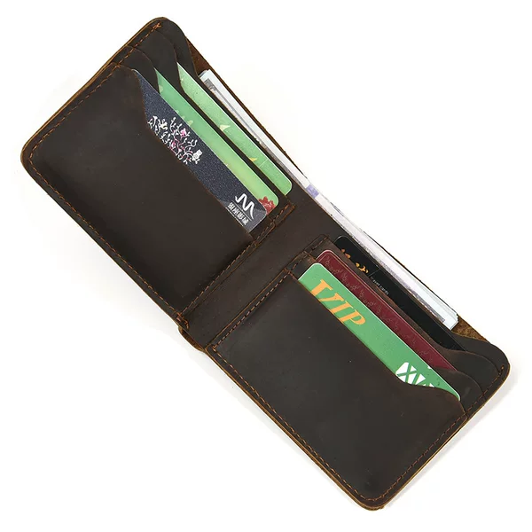 New Retro Crazy Horse Leather Short Wallet Men's Genuine Leather 80% off Wallet First Layer Cowhide Coin Purse Spot Wholesale