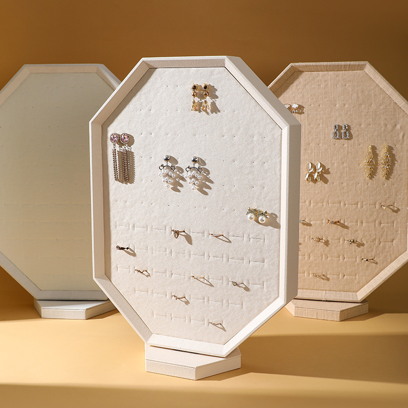 Gabinete de cabina combinado conjunto marco de joyería doble cara pendientes giratorios anillo de joyería pernos de aretes creativos marco multipropósito