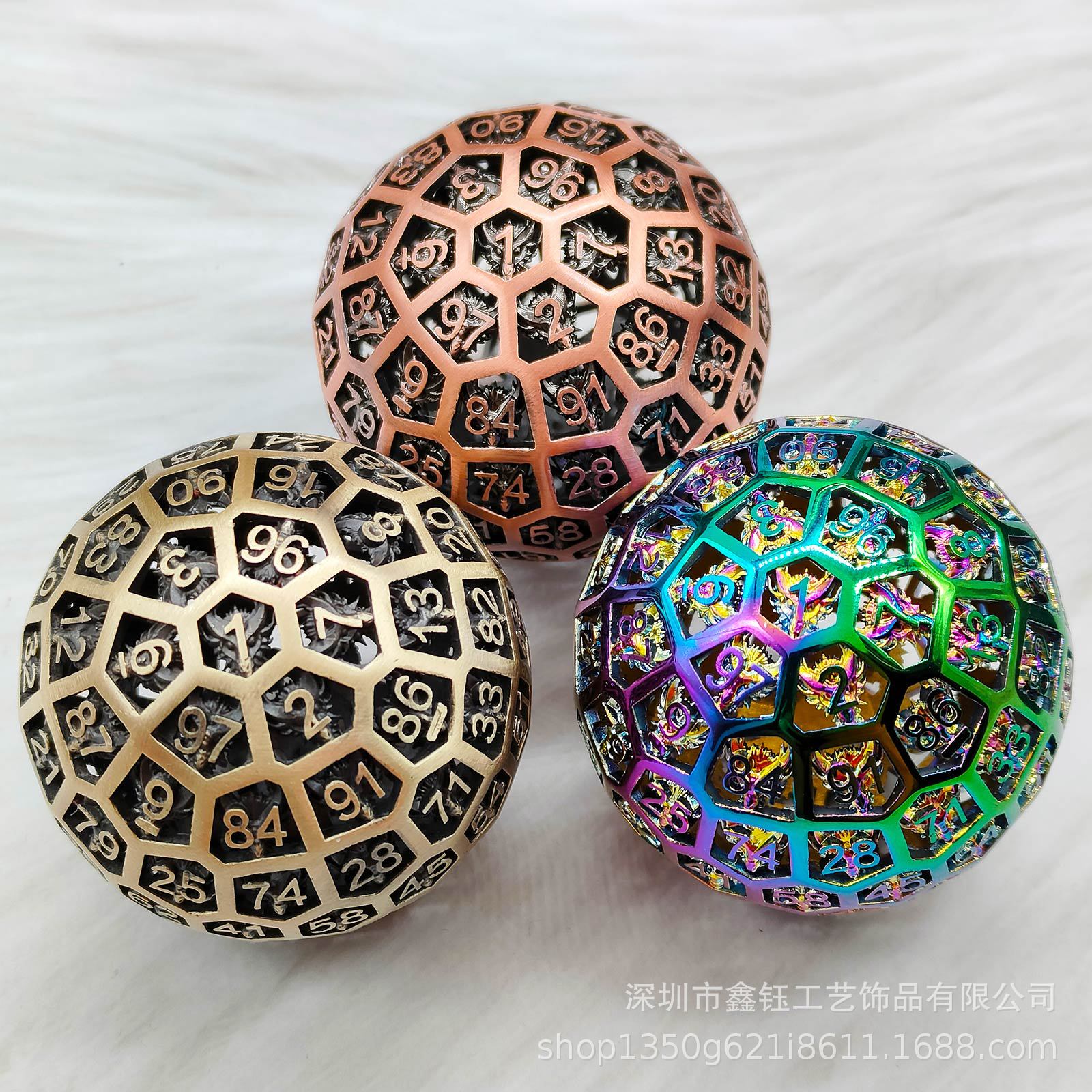 100面金属骰子D100镂空TRPG龙与地下城COC跑团桌游DND巨型大DICE