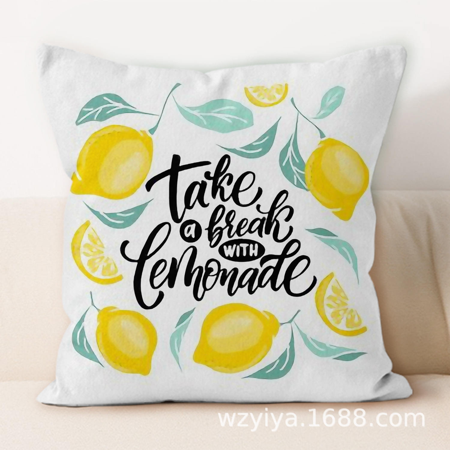 almohada de impresión de limón simple sofá en el hogar moderno almohada de respaldo decoración desmontable almohada de cabecera cuadrada