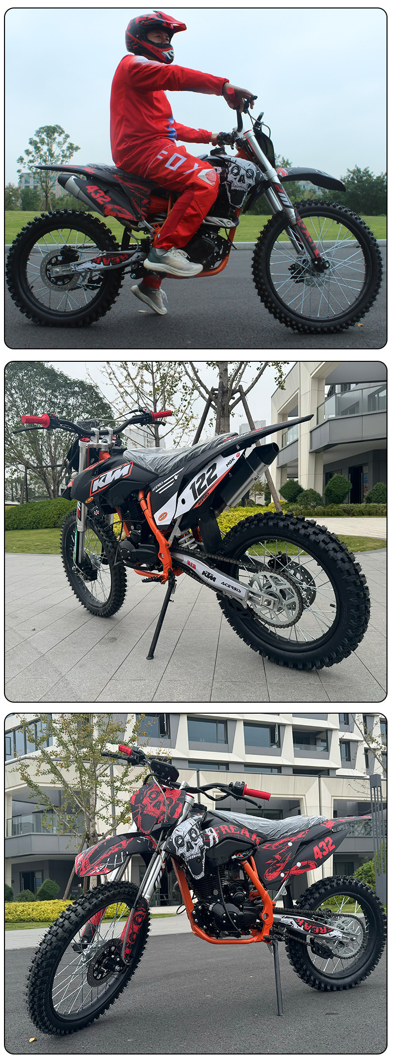 Large 250CC two-wheel off-road vehicle, fuel-powered all-terrain mountain off-road motorcycle, professional racing motorcycle