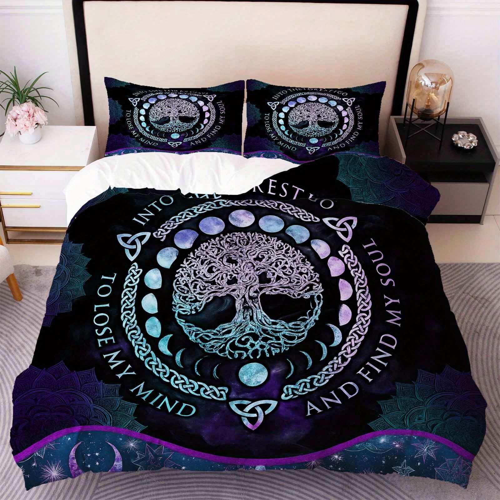 TEMU / JIT transfronterizo para brillante árbol de vida polido impresión digital kit de edredón textil para el hogar