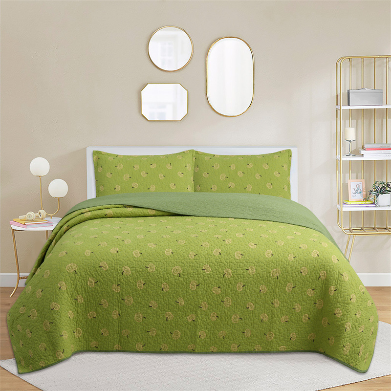 Quilted Bedding Set - Pure Cotton Embroidered Summer Quilt_voghion.com