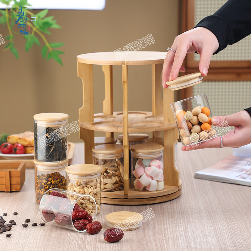 Casa de alto valor facial café leche té lata estante de almacenamiento giratorio cocina condimento lata de acabado estante de almacenamiento lata