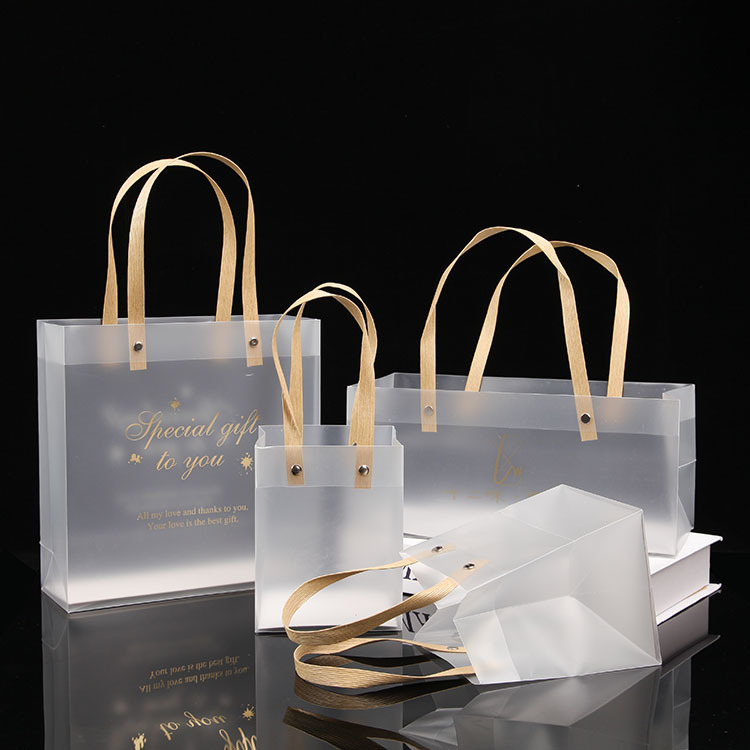 PP bolso de mano plástico bolsa de regalo transparente embalaje de flores dulces de boda bolsa de regalo de mano día de San Valentín chino bolsa de PVC