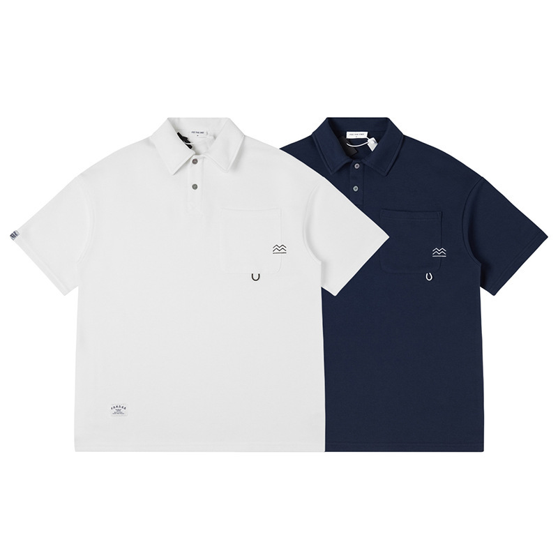 City Essentials 2023 Summer 300g Pocket Embroidered Polo Shirt Men's Collared T-Shirt Men's Fashion Brand Short Sleeve
