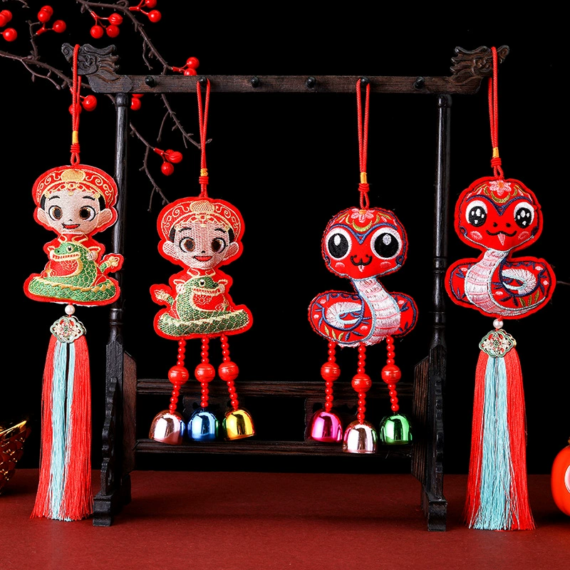 2025 год змеи саше колокольчик ветра китайский ветер вышитый колокольчик подвеска благословение саше блестки колокольчик автомобильный кулон