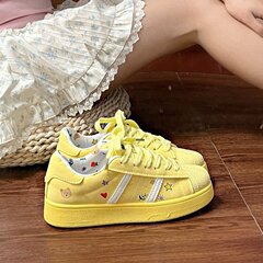 潮流厚底小白鞋女款2025春夏季款爆款百搭休闲板鞋小众面包鞋女款