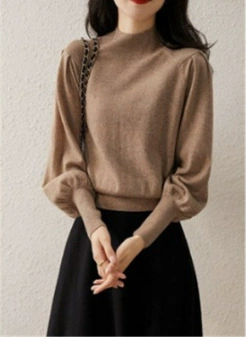 2021 осень и зима Новый хороший матч четырехцветный стиль принцессы с роговым рукавом модный темперамент скрытое мясо свитер базовое пальто для женщин