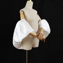 新娘婚纱礼服缎面白色高端奢华可拆卸披肩外搭遮手臂婚纱配饰