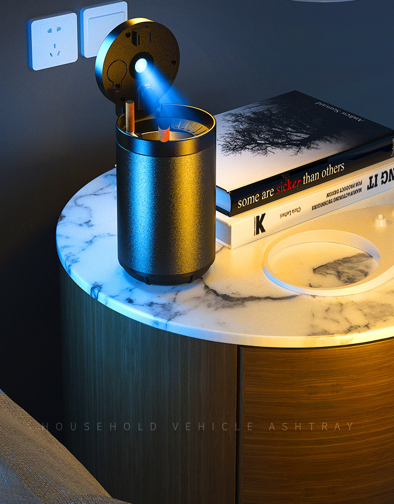Suitable for Aito M5, M7, M9, M8 Car Ashtray, Aluminum Alloy Car Ashtray with Press-To-Open Lid and Light
