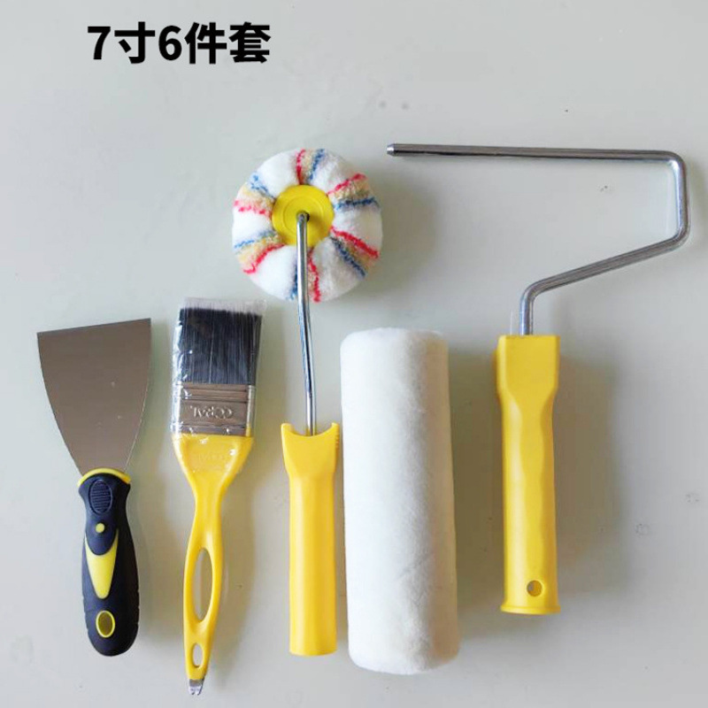 Transfronterizo 7 "8 conjunto de herramientas de pintura cepillo de recubrimiento combinado cepillo de rodillo cuchillo de pasta cepillo de cerdas bandeja combinación manga