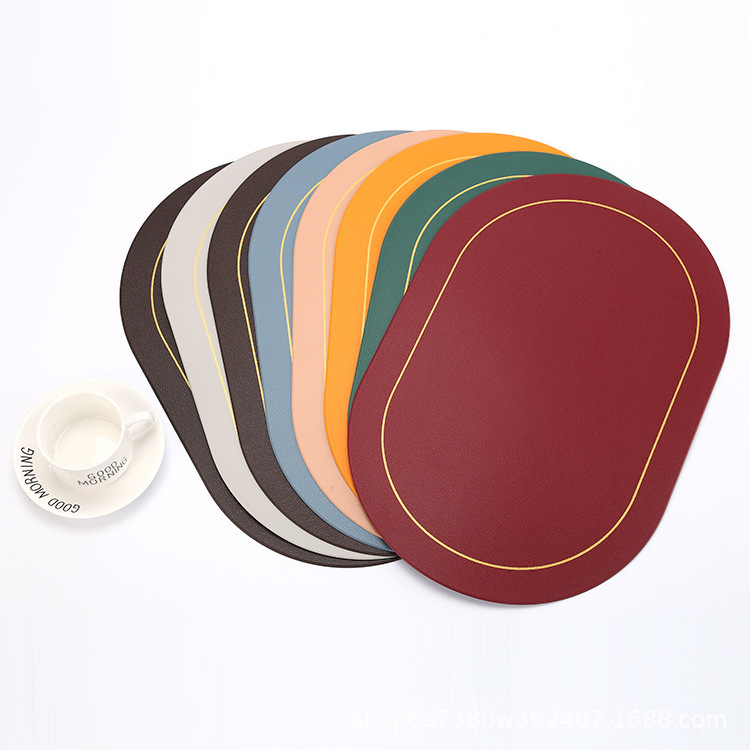 European-style Oval Leather Placemat Non-slip Anti-scalding Heat Insulation Mat Waterproof Oil-proof Western-style Placemat Restaurant Hotel Table Mat European-style Oval Leather Placemat Non-slip Anti-scalding Heat Insulation Mat Waterproof Oil-proof Western-style Placemat Restaurant Hotel Table Mat