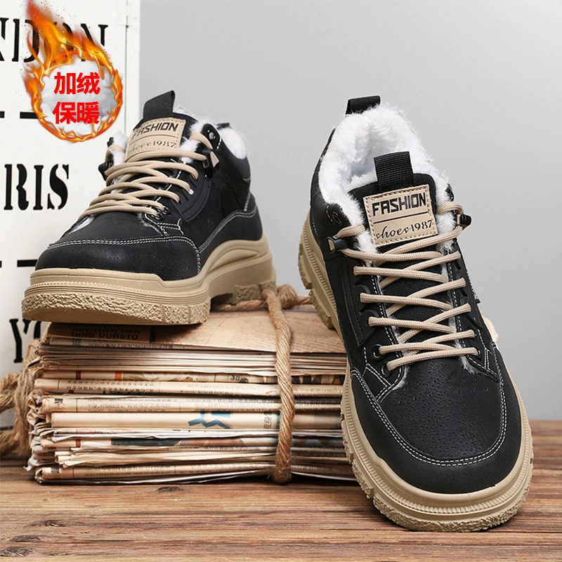Мужские зимние сапоги Martens, подошва платформа, теплая искусственный мех подкладка, бархатистая отделка, размеры 39–44
