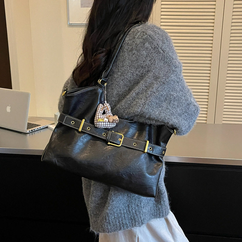 Túi tote đeo vai đeo chéo cỡ lớn phong cách tối giản, túi xách tay kẹp nách — Gạo trắng không có mặt dây chuyền, Màu cà phê Không có mặt dây chuyền, Màu nâu không có mặt dây chuyền, Đen không có mặt dây chuyền chi tiết 23