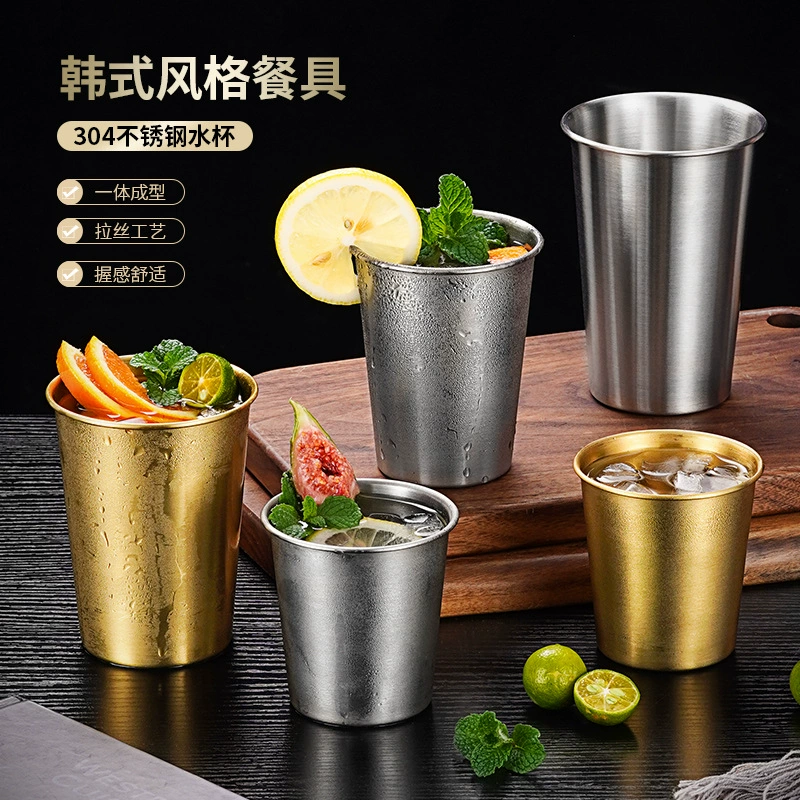 304 Чашка из нержавеющей стали Удобная чашка для напитков Пивной холодный напиток Удобная простая чашка для кофе Чашка для воды Портативная Однослойная