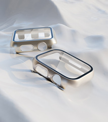 適用於蘋果8代保護殼 蘋果手錶iwatch se星光色PC殼+鋼化膜一體