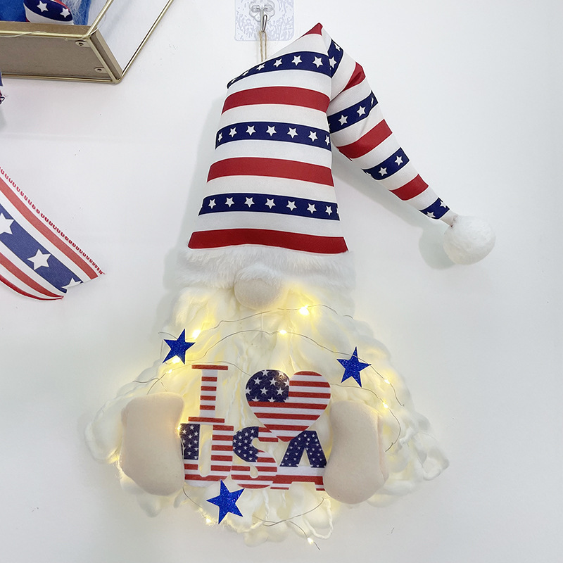 Cross-border New Independent Element Wall Hanging Home Front Door Wall Decoration Faceless Elderly Pendant Independence Day Decoration