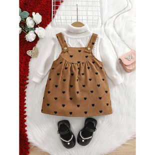 B 74021 Polka dot bow baby dress set �A�c�����YŮͯ�B��ȹ