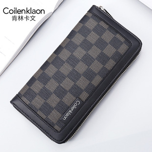 coilenklaon Men's Genuine Leather Wallet Men's Gift Box Top Layer Cowhide Leather Zipper Wallet Valentine's Day Gift