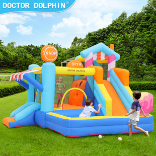 Doctor Dolphin small inflatable castle household inflatable slide jumping bed inflatable trampoline children naughty Castle paradise