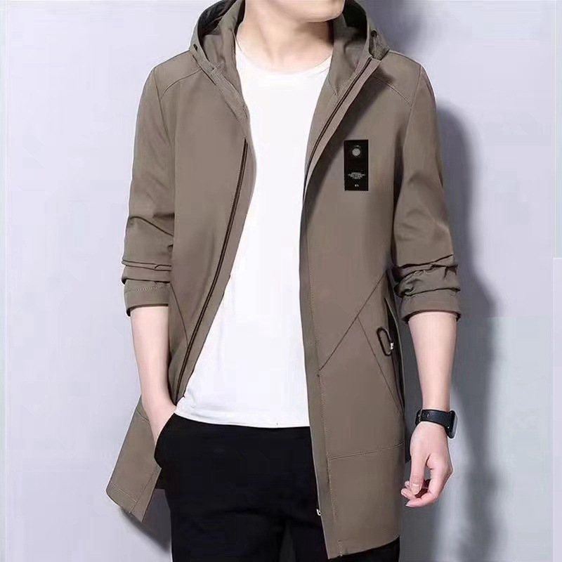 Mid-length Windbreaker Men's Spring Men's Coat Hooded Top Youth Casualy Brand Men's Jacket