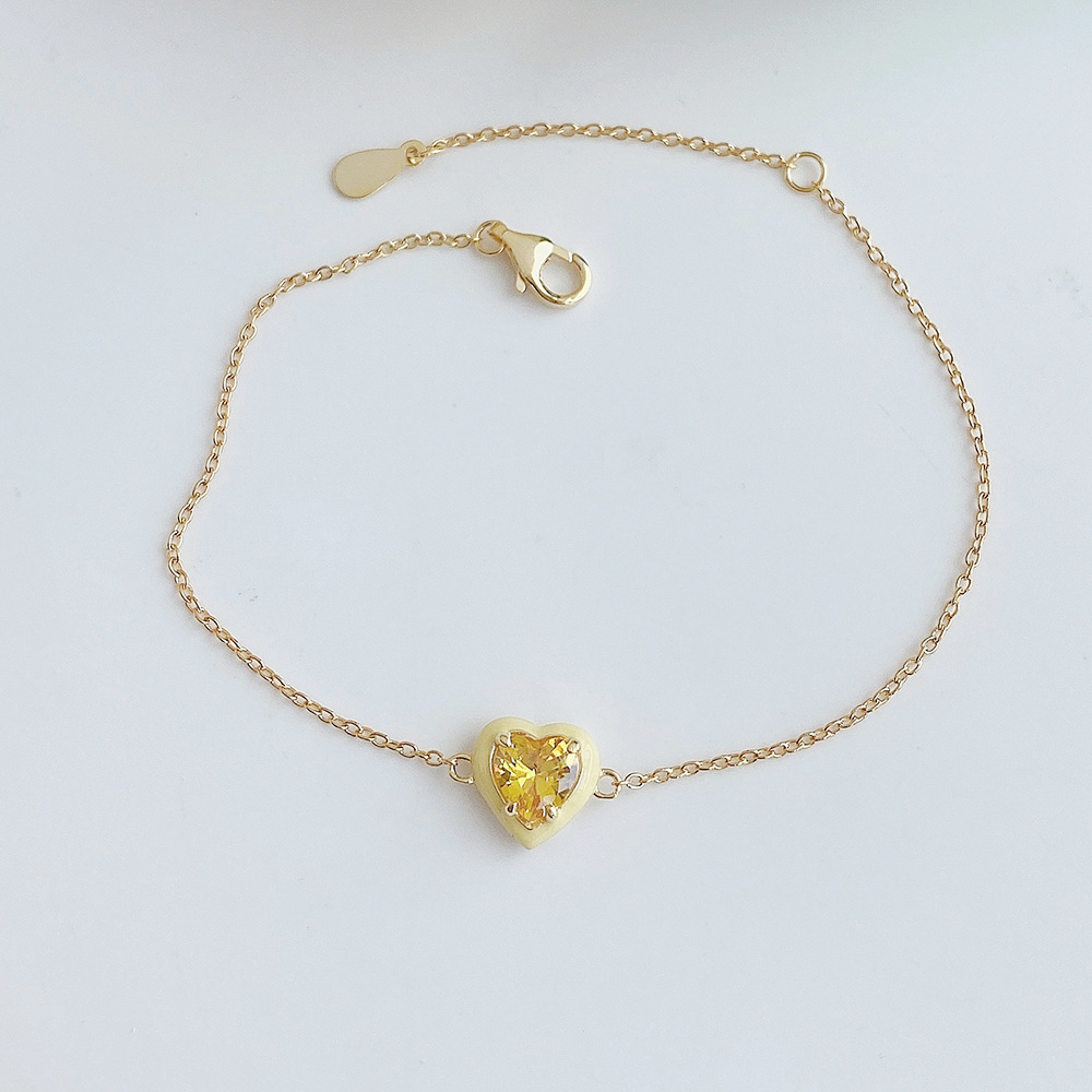 Fashion Heart Shape Sterling Silver Inlaid Zircon Bracelets