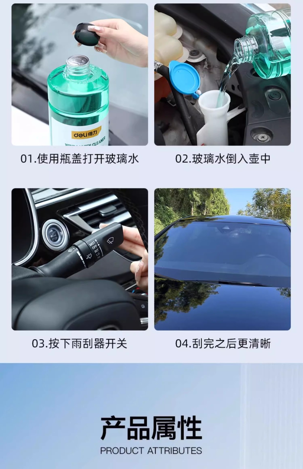 Deli Glass Cleaner for Removing Oil Film, Specifically for Cars in Winter, Effective at Temperatures of -30 to -45 Degrees, Powerful Stain Remover, Anti-Freeze Wiper Fluid
