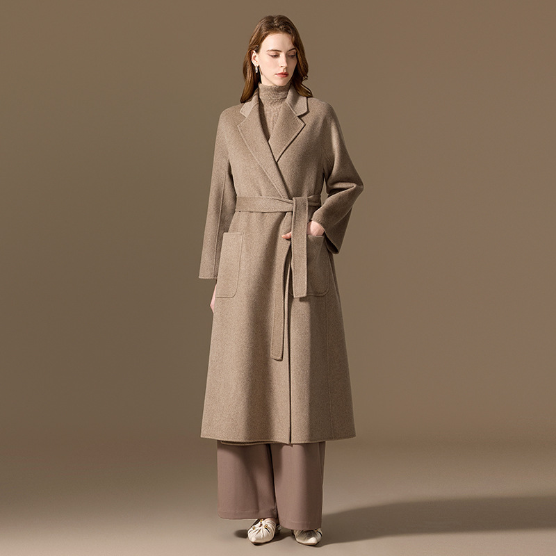 Cashmere demi-season double-sided long classic woolen coat