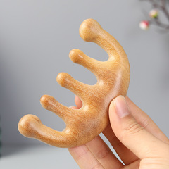 Zitan Wood Massage Comb with Five-Tooth Ball Head, Large Knot Head Massage Comb for Head and Face Therapy