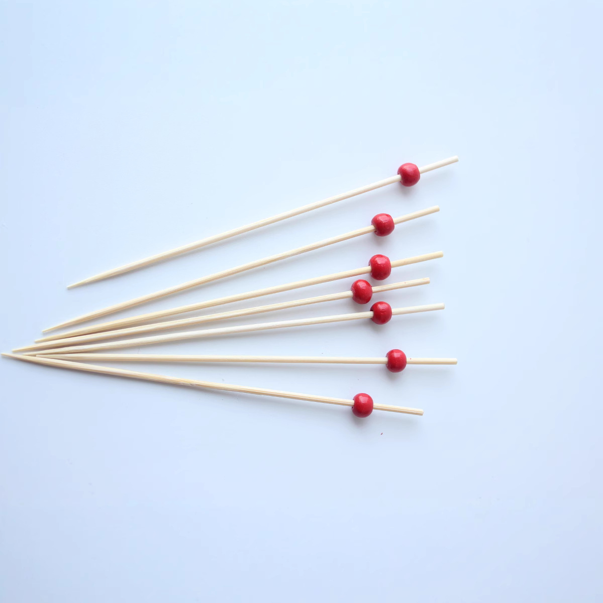 Palillo de fruta desechable varilla blanca bola roja perlas Arte Creativo palillo hamburguesa palo cóctel Tenedor de fruta celebridad de Internet