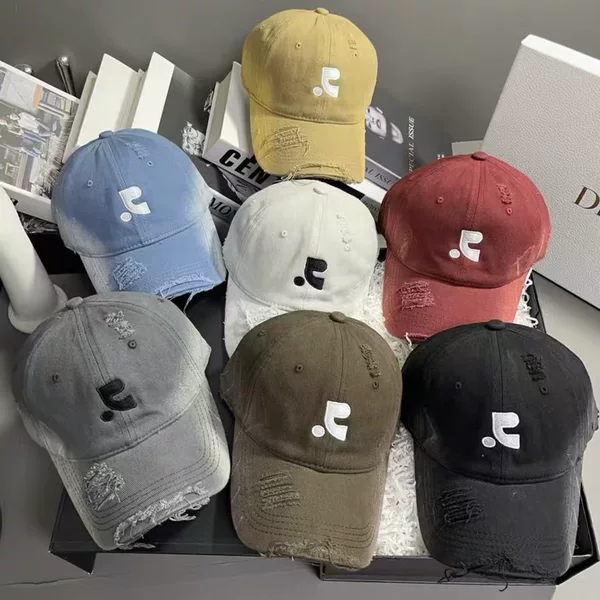 Popular Korean Versatile Internet Celebrity Style Ins-Style Ripped Embroidered Baseball Cap Couple's Matching Style Face-Slimming Sun Hat