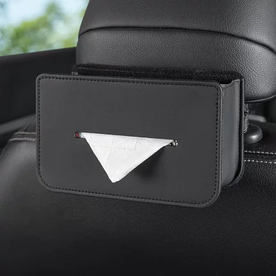 Creative Car Tissue Box, Car-Mounted Sun Visor Seat Back Tissue Box, Multifunctional Storage Box in the Car (Car tissue box/set) - multifunctional-tissue-storage-box-black