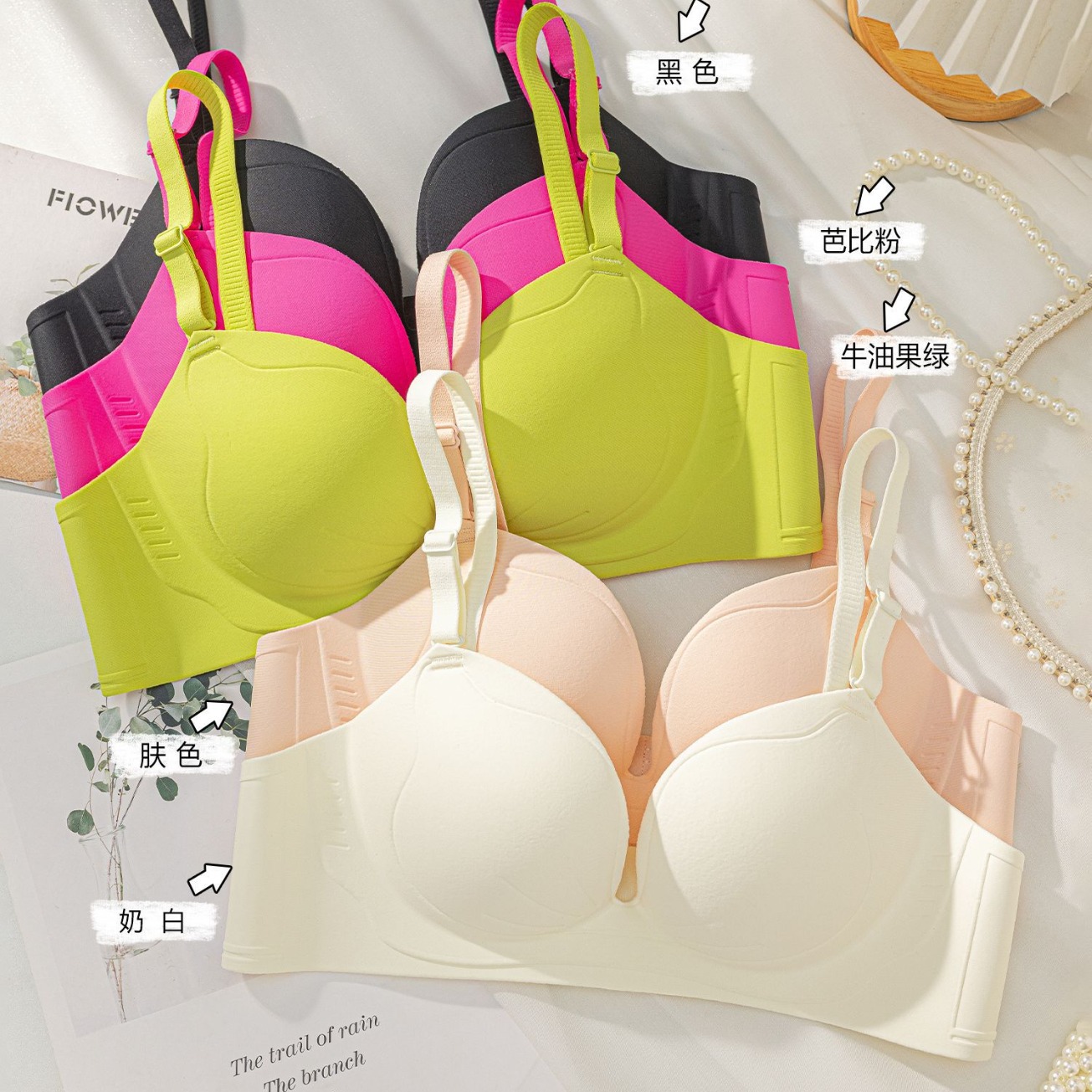 Venta directa de fábrica comercio electrónico transfronterizo Sudeste de Asia Vietnam Tailandia damas soporte superior brillante sujetador de colección lateral sin costuras