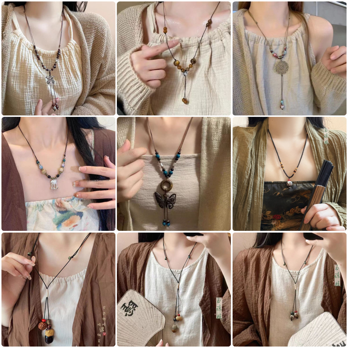 New Chinese Long Tassel Necklace Women's Antique High-end Butterfly Pendant Woolen Chain Niche Vintage All-match Accessories