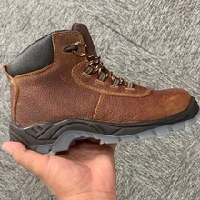 Brown nubuck cow leather upper steel toe cap safety shoes