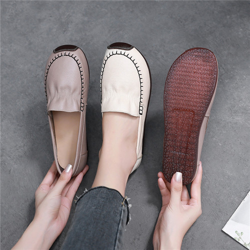 Cowhide comfortable soft sole mother's shoes single shoes women's shoes large size wide version running volume women's shoes 2128