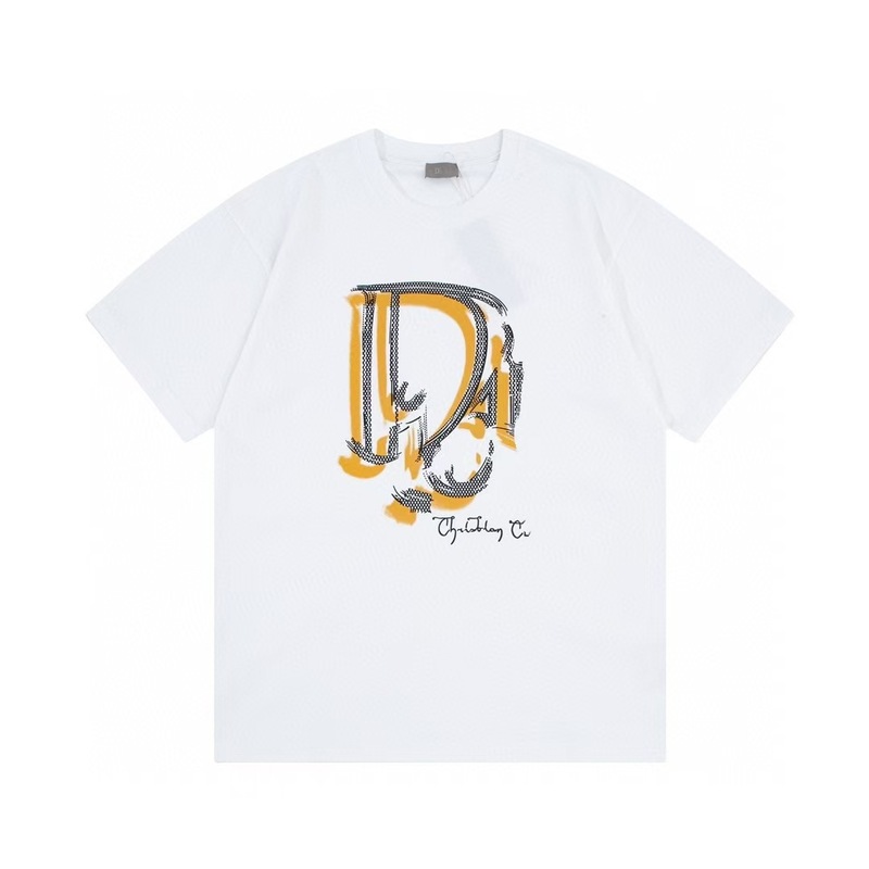 クロスボーダー 25ssCD ホームファッションブランド春夏新作落書きペイントレタープリントユニセックス純綿半袖Tシャツ|undefined