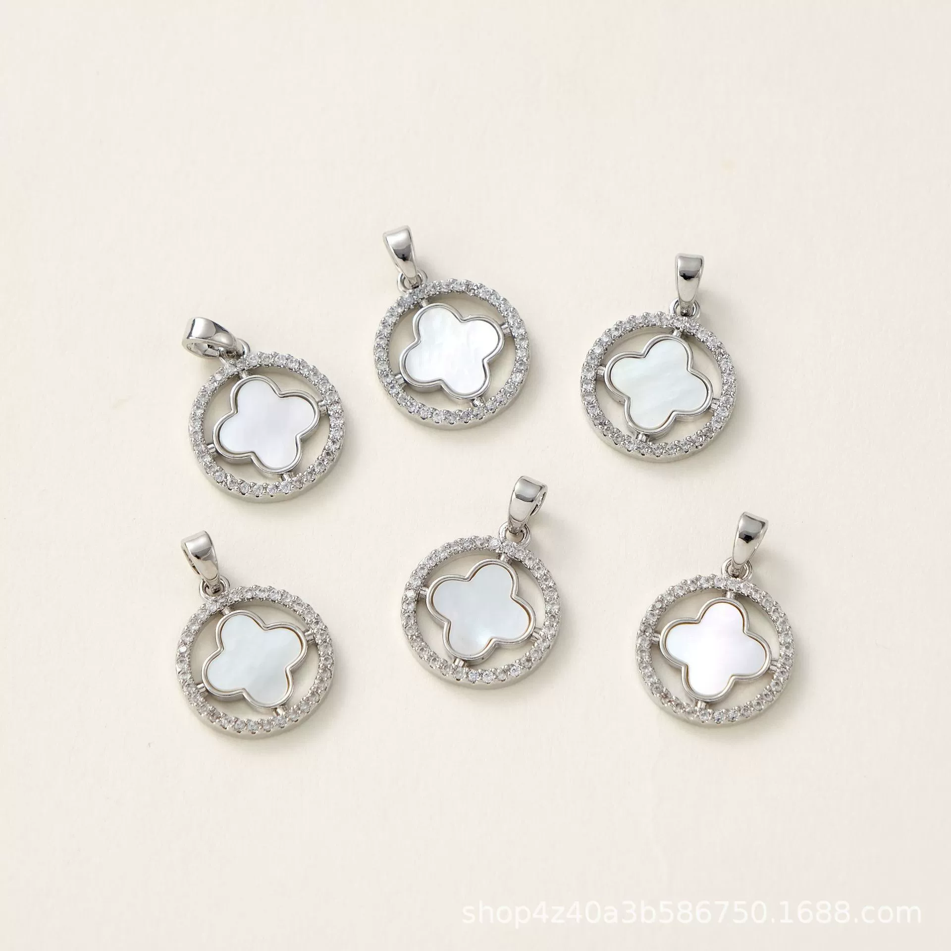 Necklace, pendant, chain for key bag , accessory, 18 carat, simple and elegant design, four-leaf clover