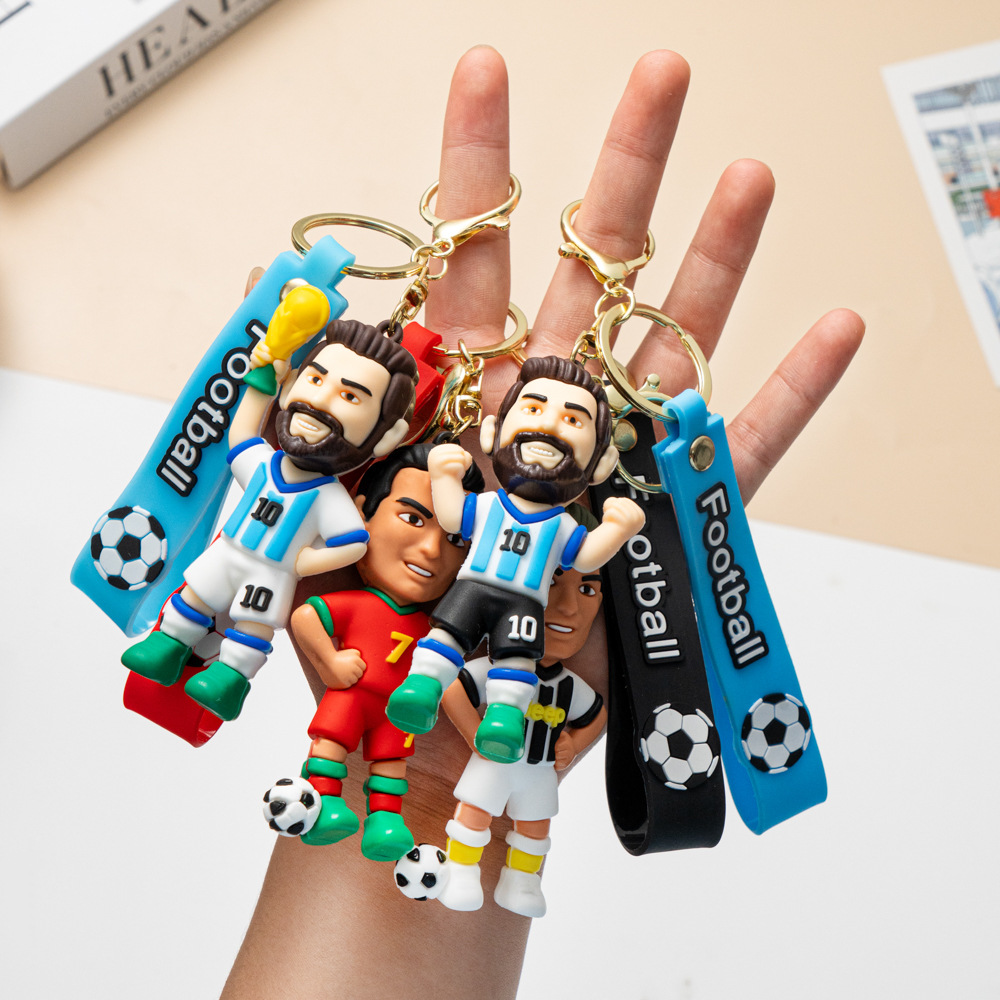 Copa del mundo llavero colgante estrella de fútbol transfronteriza Messi Ronaldo mochila colgante llavero pequeño regalo al por mayor