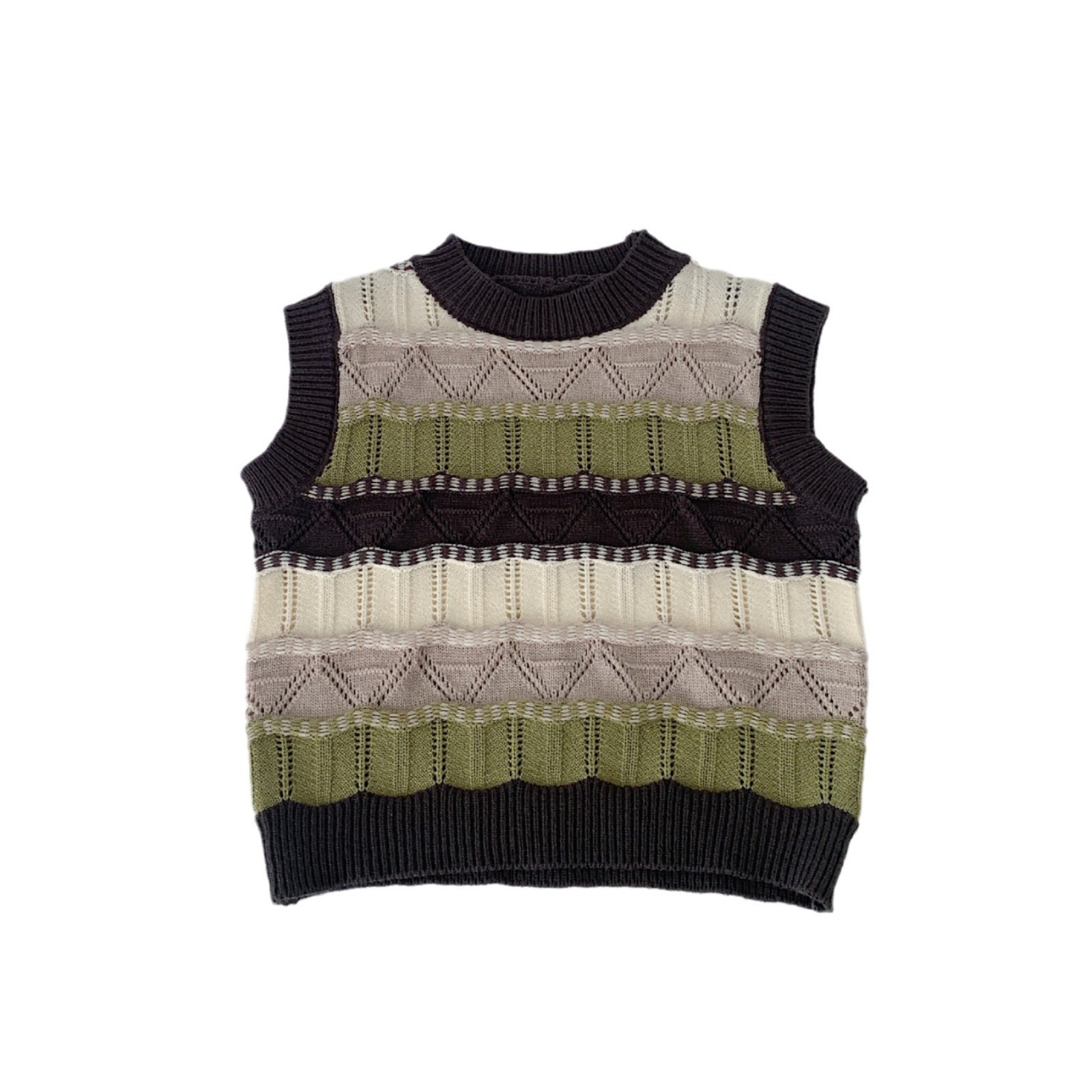 Maibao Chaleco de los niños 2024 primavera nuevos niños rayas pullover chaleco ondulado casual top