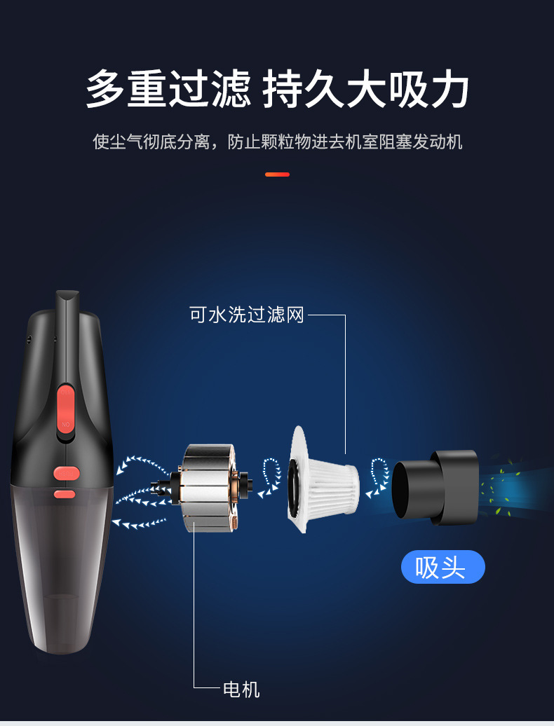 120W wireless car vacuum cleaner car rechargeable wet and dry car home dual-use super suction high power vacuum cleaner