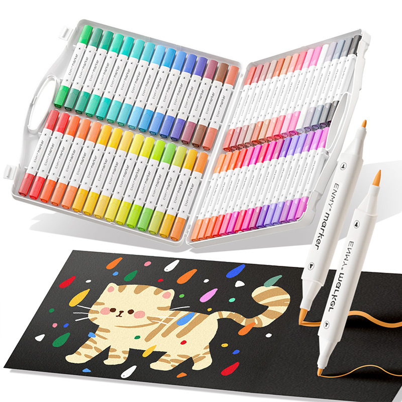 Enmi International Foreign Trade English Version Double-Ended Acrylic Marker Safe Student Marker Acrylic Stackable Color Paintbrush