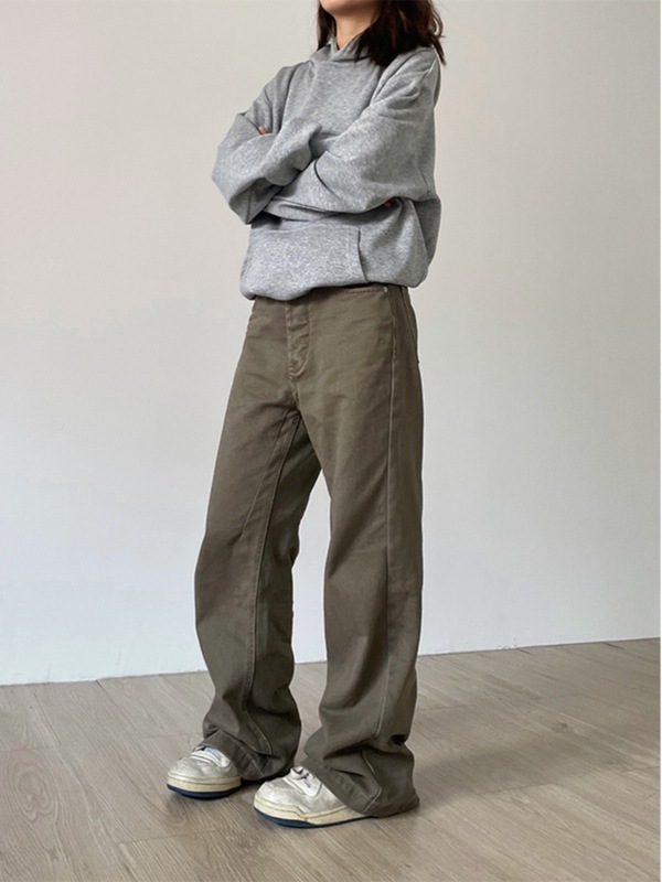 川川也美拉德美式复古水洗直筒休闲裤男女伐木简约百搭宽松裤子秋|undefined