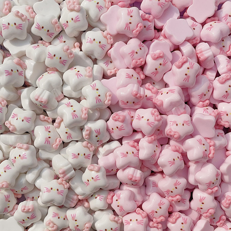 Dibujos animados mini arco estrella gatito accesorios de resina lindo gato DIY accesorios para el cabello teléfono móvil Shell horquilla hecha a mano