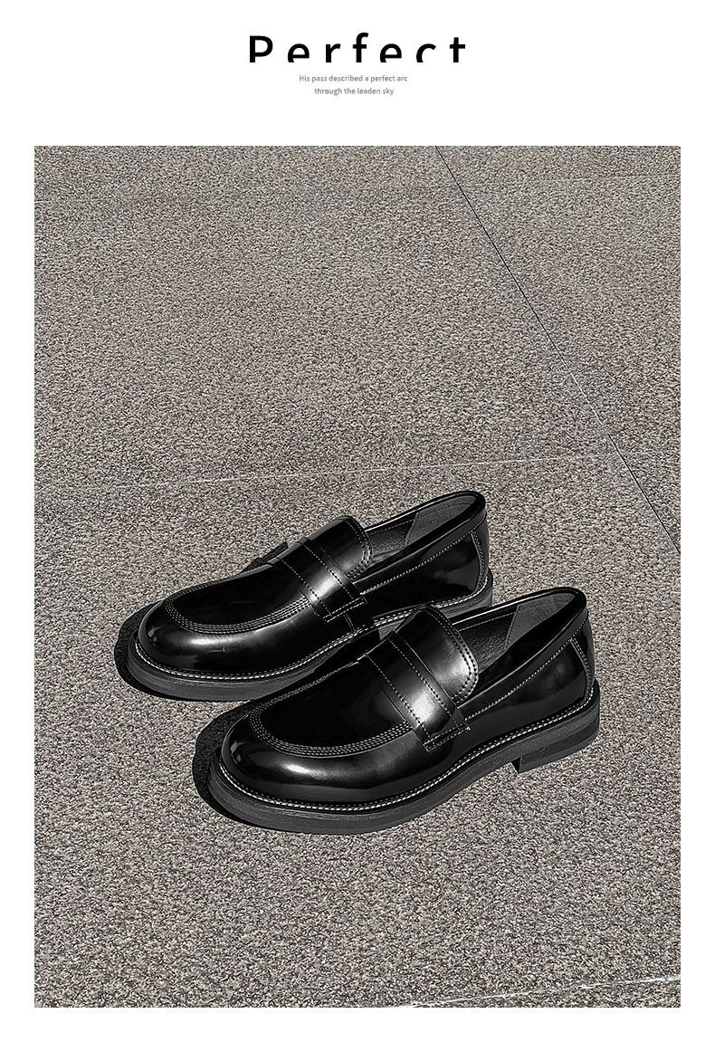 Mocassini casual da uomo ShoeVault in pelle con suola spessa, stile britannico alla moda, slip-on con rialzo, adatti per il lavoro e l'ufficio_voghion.com